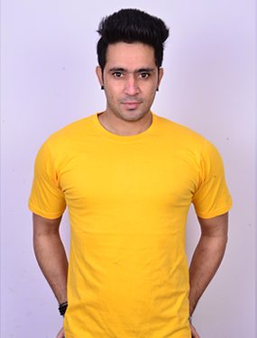 Men Round Neck T-shirt Yellow